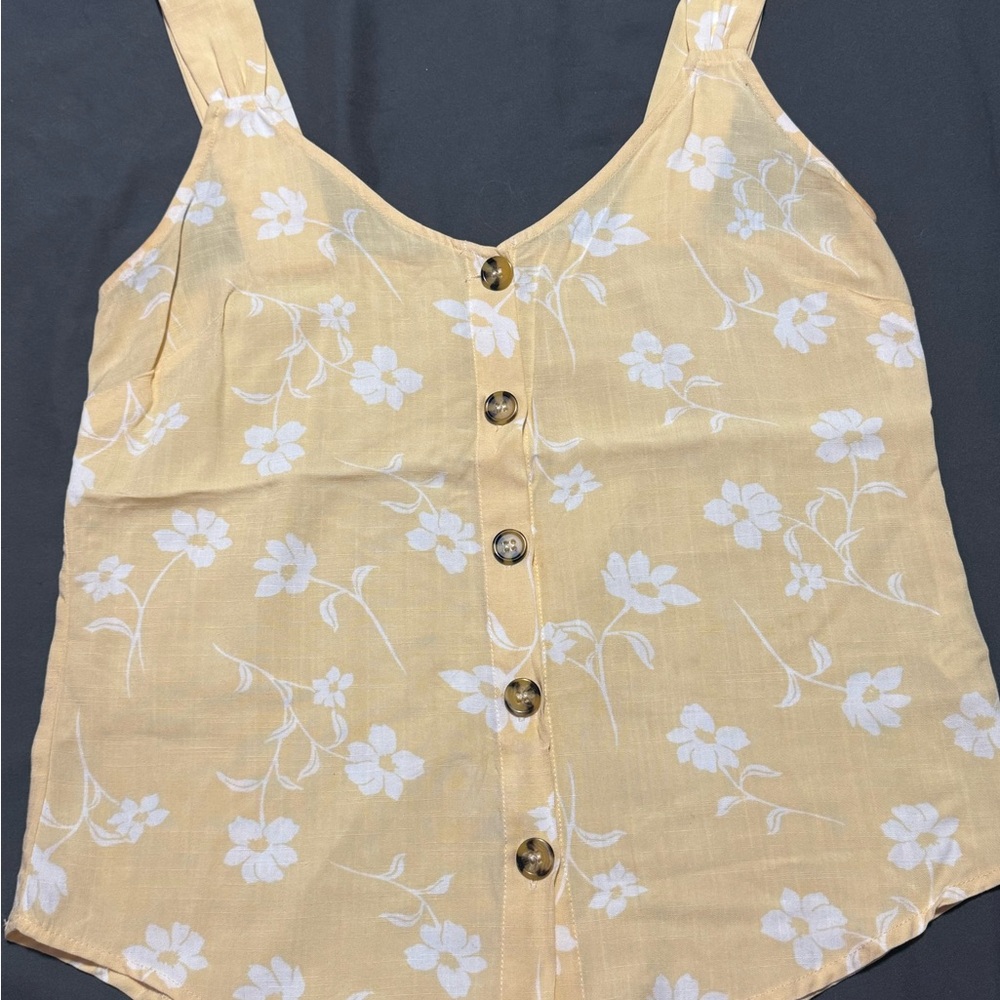 Kismet Pale Yellow Floral Button-Front Camisole